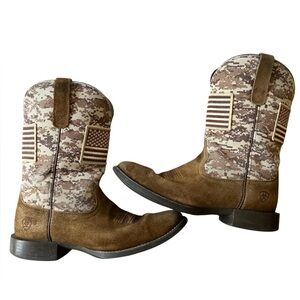 Ariat Sports Patriot Western Suede Leather Boots Size 9.5EE